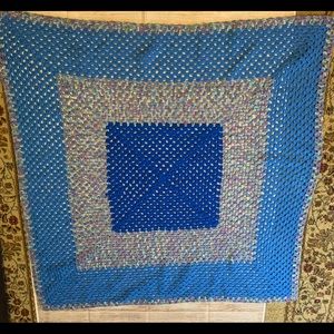 Crohet Baby Afghan 45x44 Mulitcolor Handmade